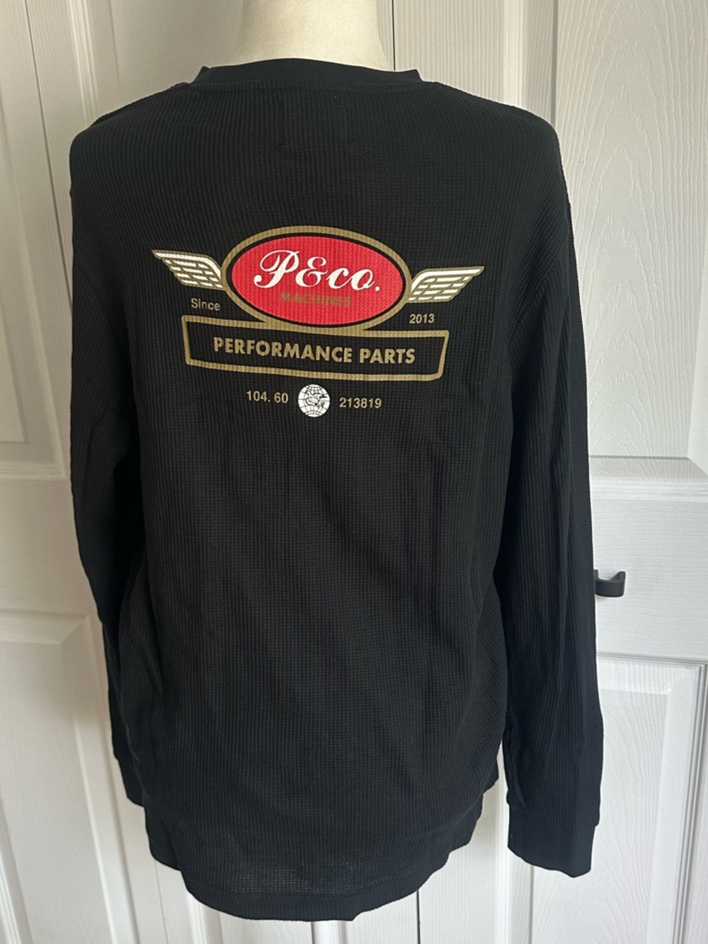 P&co limited edition Black long sleeve waffle shirt